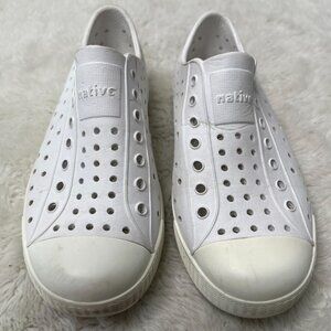 Native Kid's White Jefferson Rubber Washable Sneakers Slip On Shoes Size 1